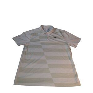 Nike Standard Fit Polo Men Sz‎ M Dri Fit White Gray Colorblock Logo Athleisure